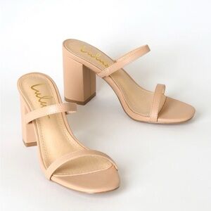 Lulu's Vanilla Double-Strap Fallyn Naked Heels Size 10